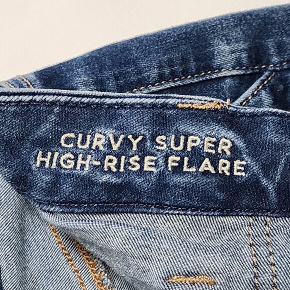 American Eagle Stretch Denim Curvy Super High Rise Flare Jeans - Picture 8 of 9